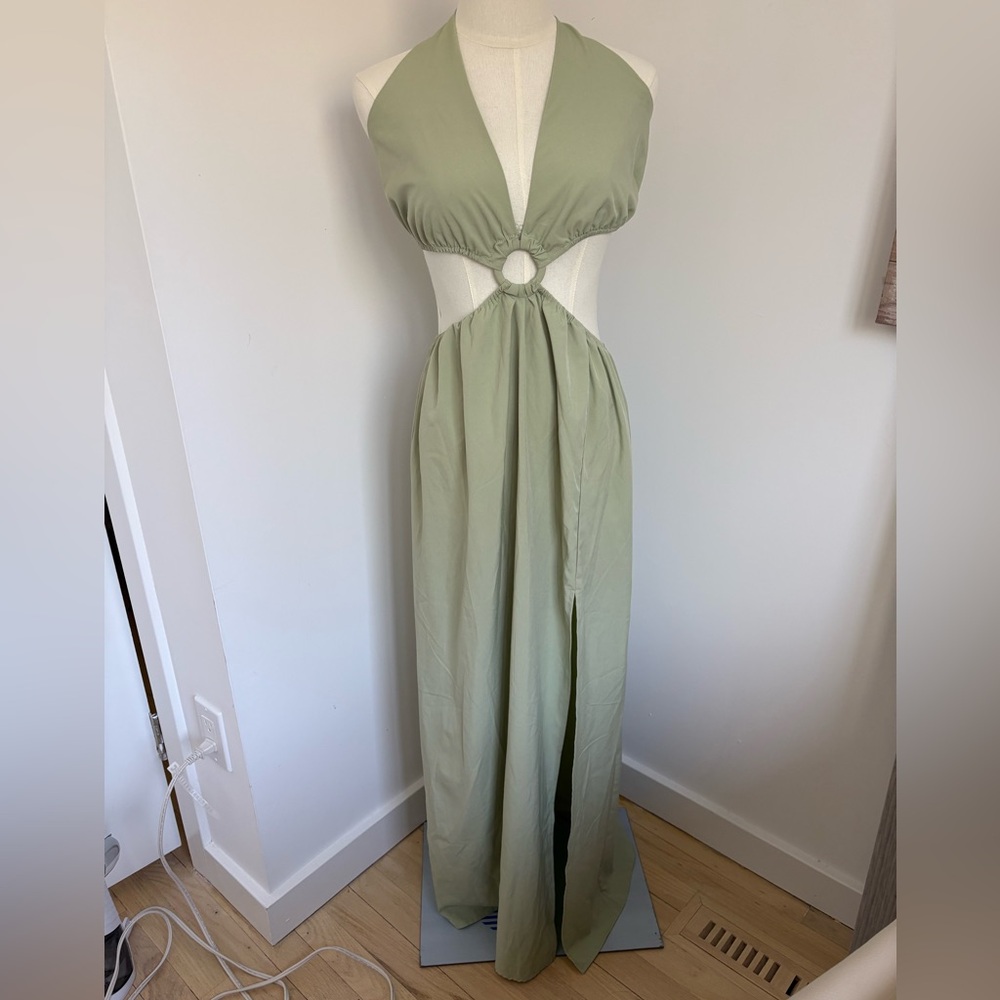 Green Halter Maxi Dress